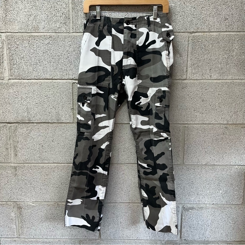 Raw Hem Gray Camo Cargo Pants